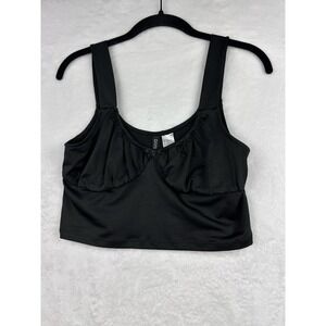 H&M Divided Womens Black V Neck Gathered Front Stretch Crop Top Bralette Size M